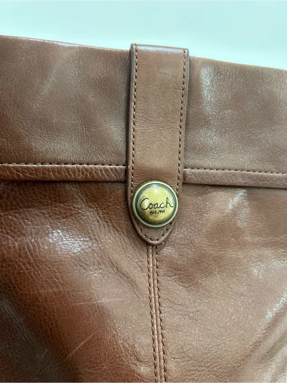 Coach Fayth Leather Riding Boot Chestnut Brown Size 7 B Classic Old Money